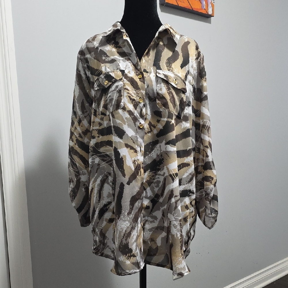 Animal Print Long Sleeve Blouse